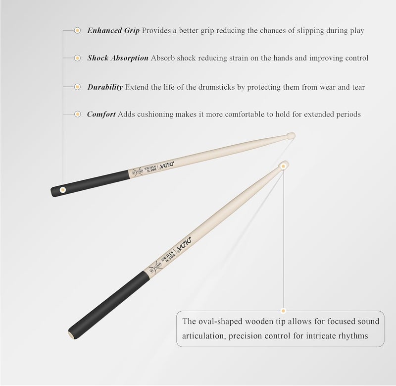 DIDA 5B Drum Sticks, Drum Sticks for Drums, Natural Solid Wood丨Weight Balanced丨Non-Slip Grip, Live Performance & Drum Kit Practice Accessories, Percussion Drumsticks for Beginner (2 Pairs, 5B) - Image 3